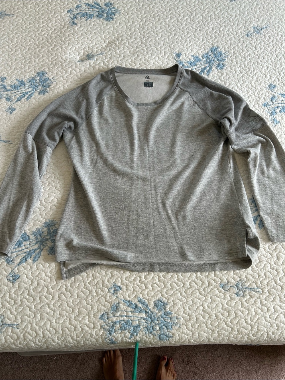 Adidas Women’s Light Gray Long-Sleeve Crew Top